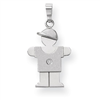 14k White Gold A Diamond kid pendant