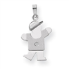 14k White Gold AA Diamond kid pendant