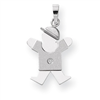 14k White Gold A Diamond kid pendant