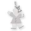 14k White Gold A Diamond kid pendant