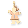 14k Two-tone A Diamond kid pendant