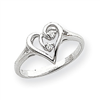 14k White Gold A Diamond heart ring