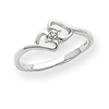 14k White Gold A Diamond heart ring