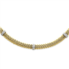 14k Two-Tone 17in 6.75mm .05ct Completed Polished Diamond & Mesh Necklace chain