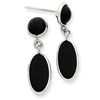 14k White Gold Onyx Oval Dangle Post Earrings