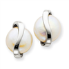 14k White Gold Coin Pearl Earrings