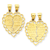 14k Reversible Mizpah 2 Piece Break Apart Charm