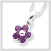 Sterling Silver Amethyst Flower Pendant w/ 16 Chain