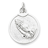Sterling Silver Praying Hands Medal
