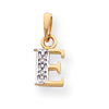14k & Rhodium Polished .01ct Diamond Initial E Charm
