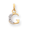 14k & Rhodium Polished .01ct Diamond Initial G Charm