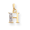 14k & Rhodium Polished .01ct Diamond Initial H Charm