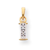 14k & Rhodium Polished .01ct Diamond Initial I Charm