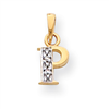 14k & Rhodium Polished .01ct Diamond Initial P Charm
