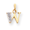 14k & Rhodium Polished .01ct Diamond Initial W Charm