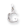 14K White Gold Polished .01ct Diamond Initial G Charm