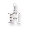 14K White Gold Polished .01ct Diamond Initial H Charm