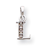 14K White Gold Polished .01ct Diamond Initial L Charm