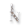 14K White Gold Polished .01ct Diamond Initial N Charm