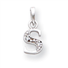 14K White Gold Polished .01ct Diamond Initial S Charm