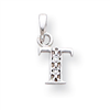 14K White Gold Polished .01ct Diamond Initial T Charm