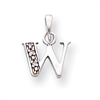 14K White Gold Polished .01ct Diamond Initial W Charm