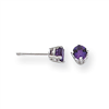 14k White Gold 4mm Amethyst Earrings