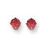 14k Rhodalite Garnet Diamond round stud earring