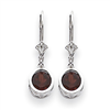14k White Gold 6mm Garnet leverback earring