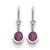 14k White Gold 6mm Rhodalite Garnet leverback earring