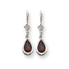 14k White Gold 8x5mm Pear Garnet leverback earring
