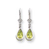 14k White Gold 8x5mm Pear Peridot leverback earring