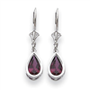 14k White Gold 8x5mm Pear Rhodalite Garnet leverback earring