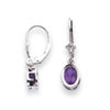 14k White Gold 7x5mm Oval Amethyst leverback earring