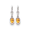 14k Citrine Diamond oval leverback earring