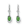 14k White Gold 7x5mm Oval Emerald leverback earring
