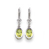 14k White Gold 7x5mm Oval Peridot leverback earring