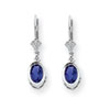 14k White Gold 7x5mm Oval Sapphire leverback earring