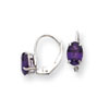 14k White Gold 7x5mm Oval Amethyst leverback earring