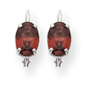 14k Rhodalite Garnet Diamond oval  leverback earring