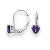 14k White Gold 5mm Heart Amethyst earring