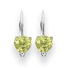 14k White Gold 5mm Heart Peridot earring
