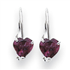 14k White Gold 5mm Heart Rhodalite Garnet earring