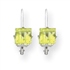 14k White Gold 5mm Princess Cut Peridot leverback earring