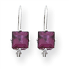 14k Rhodalite Garnet Diamond princess leverback earrin