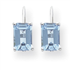 14k White Gold 7x5mm Emerald Cut Blue Topaz earring