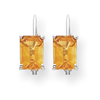 14k White Gold 7x5mm Emerald Cut Citrine earring