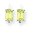14k White Gold 7x5mm Emerald Cut Peridot earring
