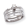 14k White Gold AA Quality Trio Engagement Ring