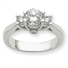 14k White Gold AA Diamond three stone ring